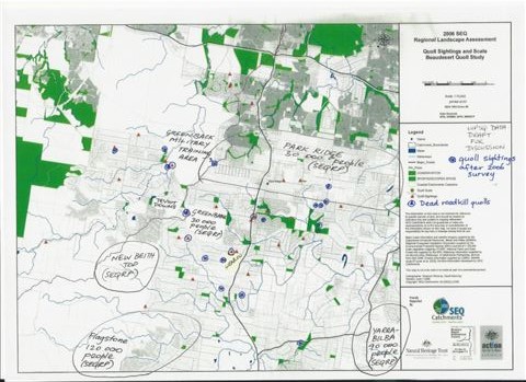 Quoll Map SB and recent sightings Feb2015 AnnePage